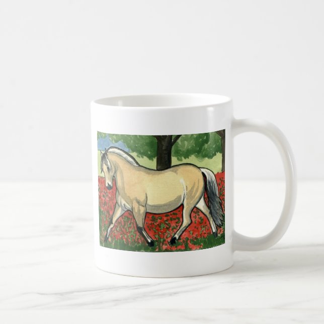 Taza De Café ARTE noruego del CABALLO del fiordo (Derecha)