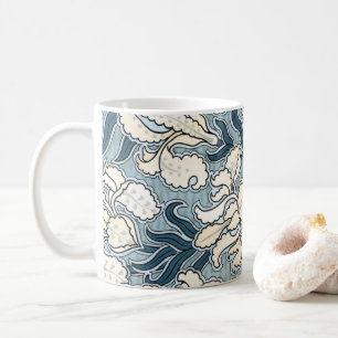 Taza De Café Arte Nouveau Antiguo, Flores de Iris de Jardín Azu
