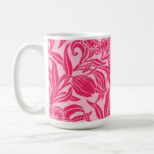 Taza De Café Arte Nuevo Floral Vintage Botánico Patrón Rosa