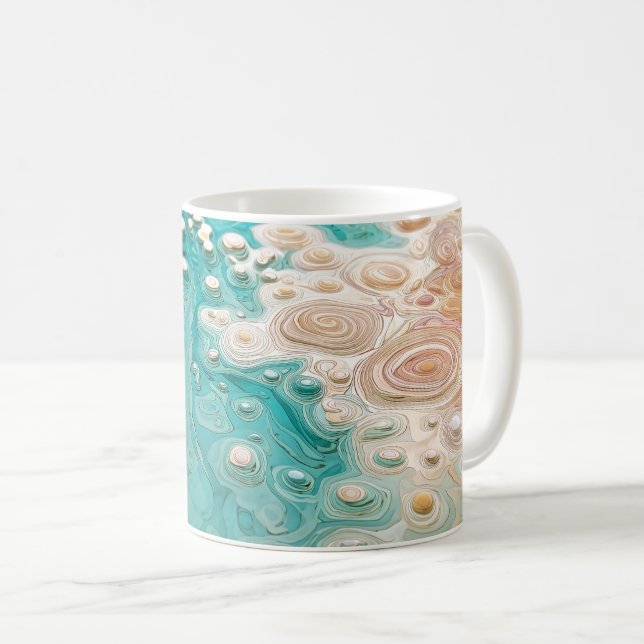 Taza De Café Arte Oceánico Topográfico Abstracto (Anverso derecho)