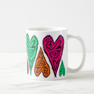 Taza De Café "Arte original de los corazones del rasguño de