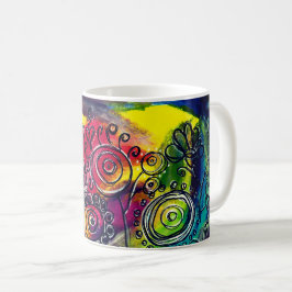 Taza De Café Arte original del Jardín de Flores de Colorido y c