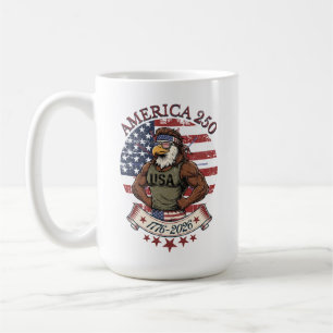 Taza De Café Arte Patriótico Divertido del Águila para el 4 de