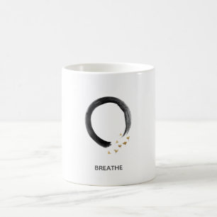 Taza De Café Arte personalizable BREATHE Zen Enso Círculo Ginkg