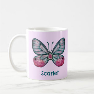 Taza De Café Arte personalizado de mariposa de cristal rosado d