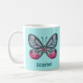 Taza De Café Arte personalizado de mariposa Verde azulada en oc