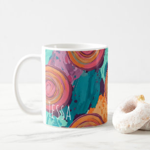 Taza De Café Arte Pintoresco de Remolino Concéntrico Psicodélic