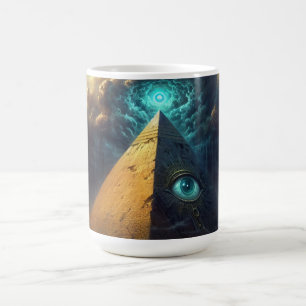 Taza De Café Arte pirámide azul místico
