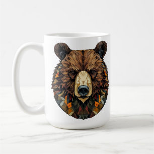 Taza De Café Arte Poligonal de la Cara de un Oso