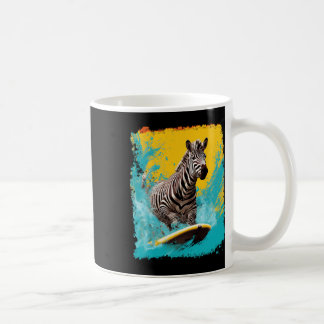 Taza De Café Arte Pop Animal Vintage Cebra Zoológico Surfando 