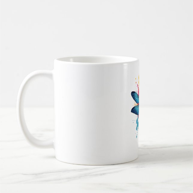 Taza De Café Arte pop artístico colorido pintado Dragonfly (Izquierda)