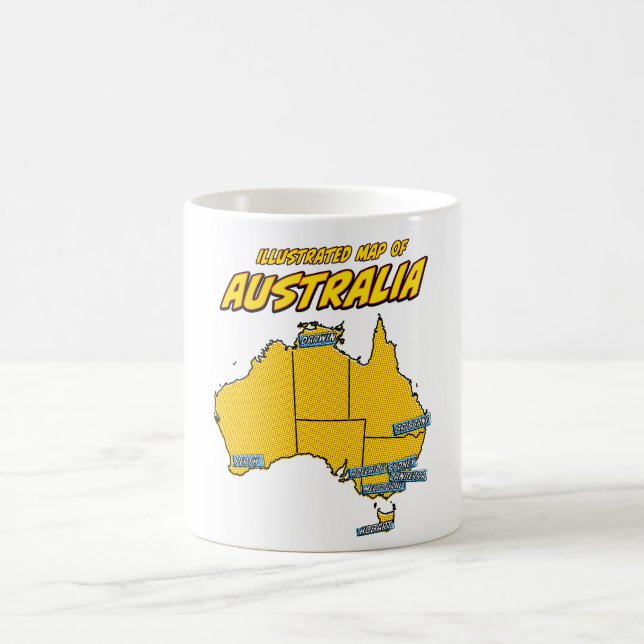 Taza De Café Arte pop Australia ilustrada (Centro)