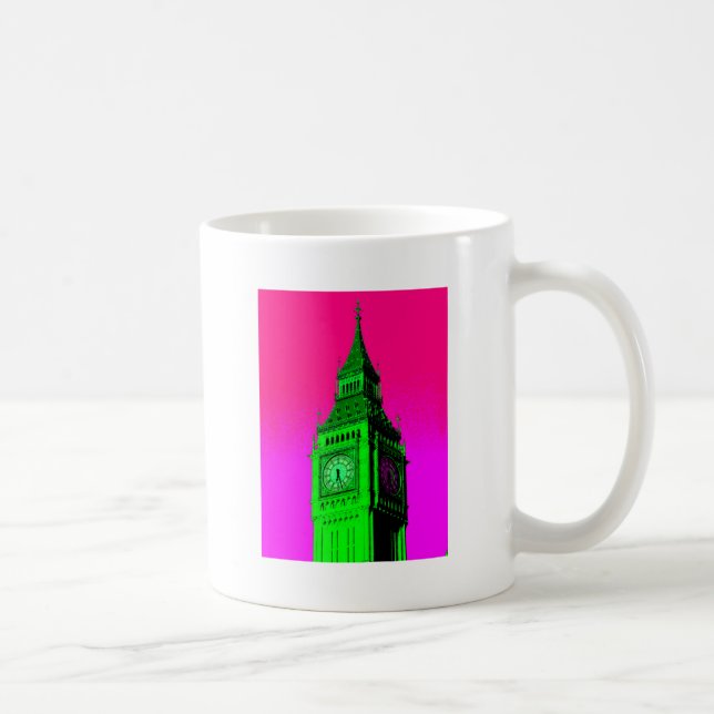 Taza De Café Arte pop Big Ben Londres Viaje verde rosa (Derecha)
