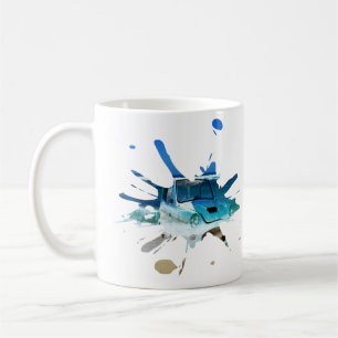 Taza De Café Arte pop clásico de la playa del coche de época,