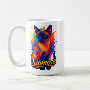 Taza De Café Arte pop de gato siamés - Vibrante estilo de calle
