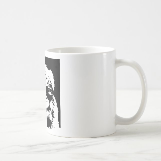 Taza De Café Arte pop de león blanco y negro (Derecha)