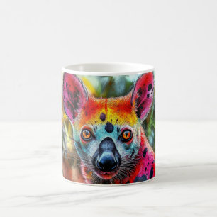 Taza De Café Arte pop de un lobo africano salvaje. conocido com