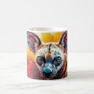 Taza De Café Arte pop de un lobo africano salvaje. conocido com