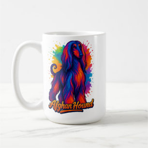 Taza De Café Arte pop del hound afgano - Perro colorido vibrant