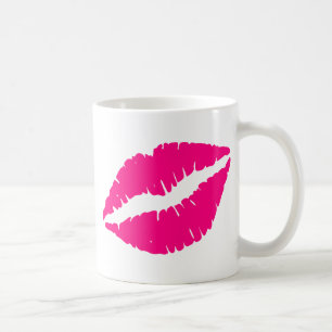 Taza De Café Arte pop rosado del beso del lápiz labial