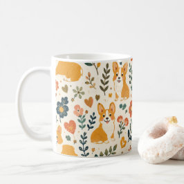 Taza De Café Arte popular de perro lindo y caprichoso dibujado 