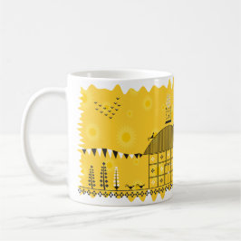 Taza De Café Arte popular indio Warli (amarillo)