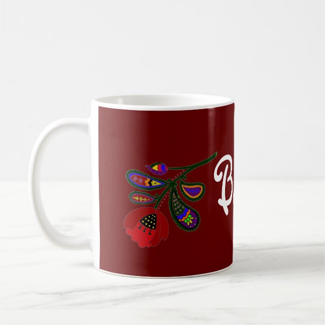 Taza De Café Arte popular ucraniano de la amapola (Izquierda)
