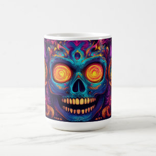 Taza De Café Arte psicodélico de la calavera azucarera - Día de