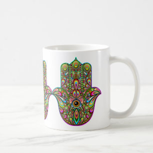 Taza De Café Arte psicodélico de la mano de Hamsa