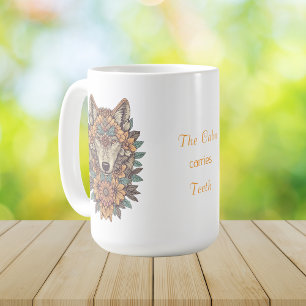 Taza De Café Arte Psicodélico de Lobo Floral Boho