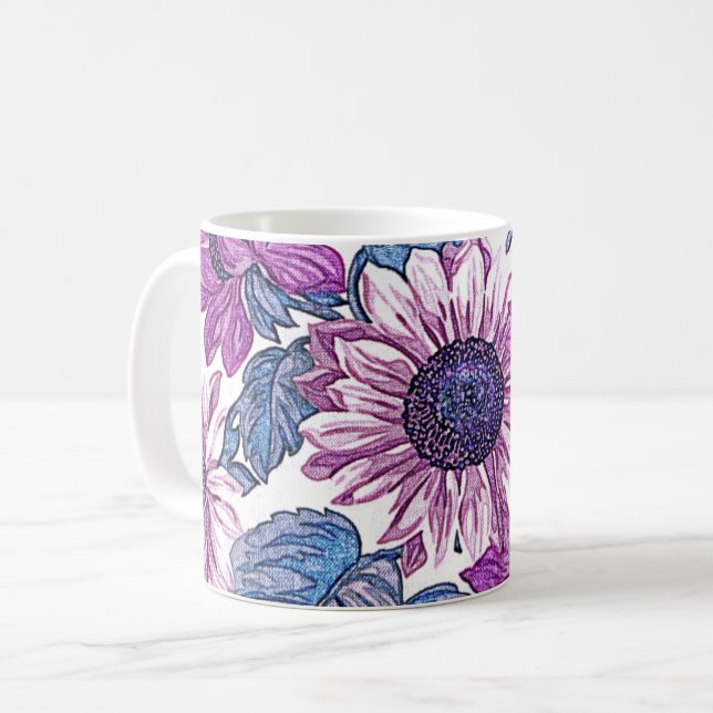 Taza De Café Arte Purple Floral (Anverso izquierdo)