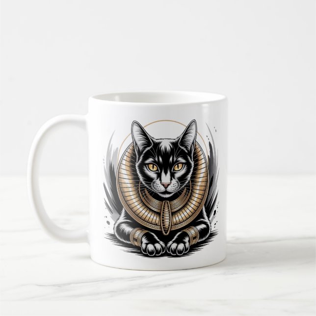 Taza De Café Arte Regal Egipcio de Gato Negro (Izquierda)