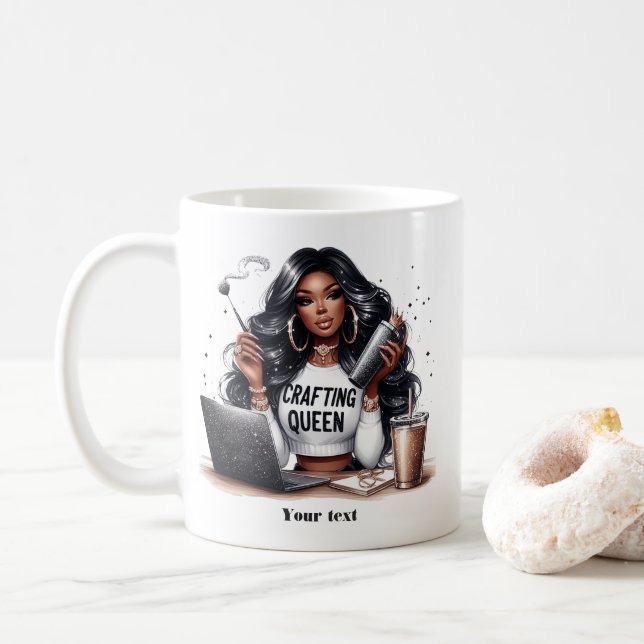 Taza De Café Arte Reina de grafiteo afroamericano (Con donut)
