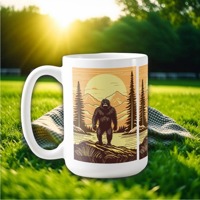 Taza De Café Arte Retro Bigfoot Sasquatch (Subido por el creador)