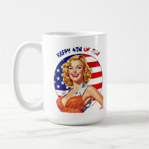 Taza De Café Arte Retro de Chica Pin-up Americana