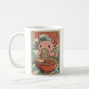 Taza De Café Arte Retro de Comida Japonesa Ramen Axolotl Kawaii