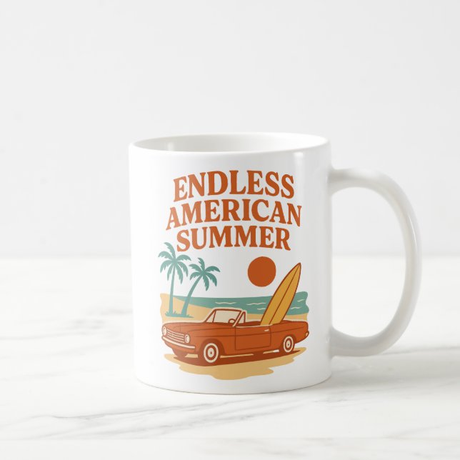 Taza De Café Arte Retro de Surf de Verano Americano Interminabl (Derecha)