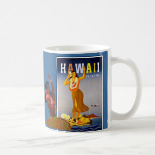 Taza De Café Arte retro del chica de Hawaii Hula