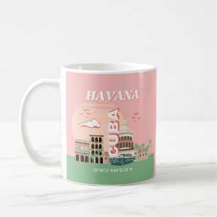 Taza De Café Arte retro vintage de La Habana Cuba