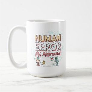 Taza De Café Arte Robotico con Error Humano Aprobado por IA