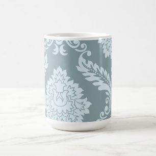 Taza De Café Arte Rococó Damask I Azul Huevo de Pato+Verde Teal