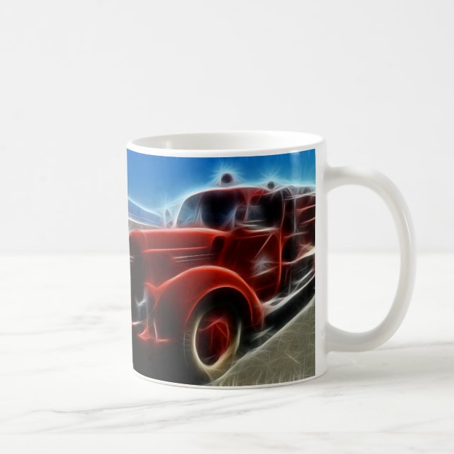 Taza De Café Arte rojo antiguo brillante hermoso del coche de (Derecha)
