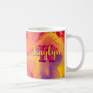 Taza De Café Arte salvaje de flujo acrílico púrpura rojo
