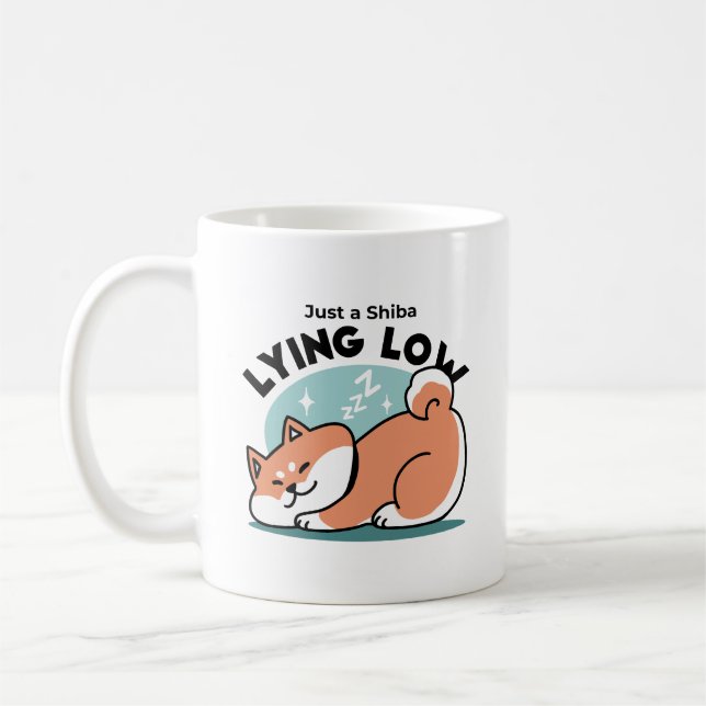 Taza De Café Arte Shiba Inu relajado: Solo un Shiba bajo tierra (Izquierda)
