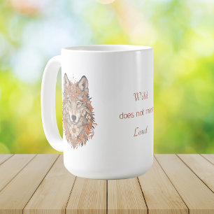 Taza De Café Arte sicodélico de lobo floral boho