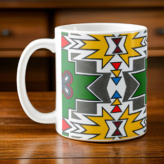 Taza De Café Arte tradicional de la tribu africana ndebele geom