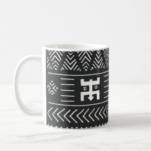 Taza De Café Arte tribal africano: blanco y negro geométrico