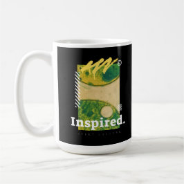 Taza De Café Arte Urbano Abstracto Estética Verde y Amarillo