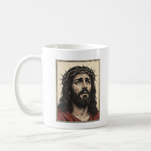 Taza De Café Arte vectorial de retrato religioso de corona de e