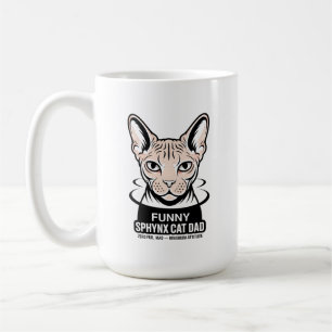 Taza De Café Arte vectorial divertido de gato Sphynx papá